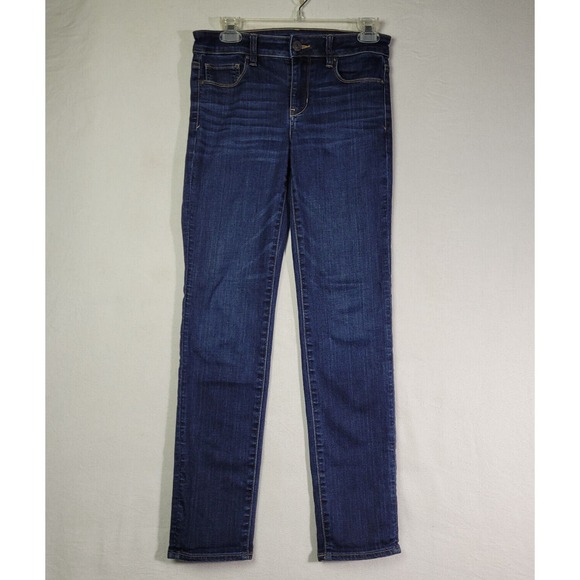 American Eagle Jean Blue Denim Womens Size 4 Skinny Mid Rise Next Level Stretch - Picture 1 of 13